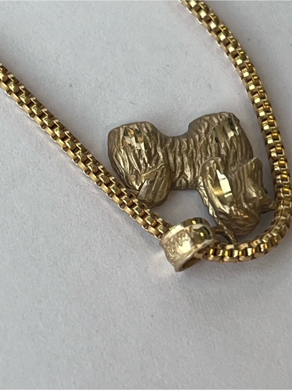 14kt Gold Shih Tzu Puppy Dog Charm on a 14kt Gold Necklace Chain